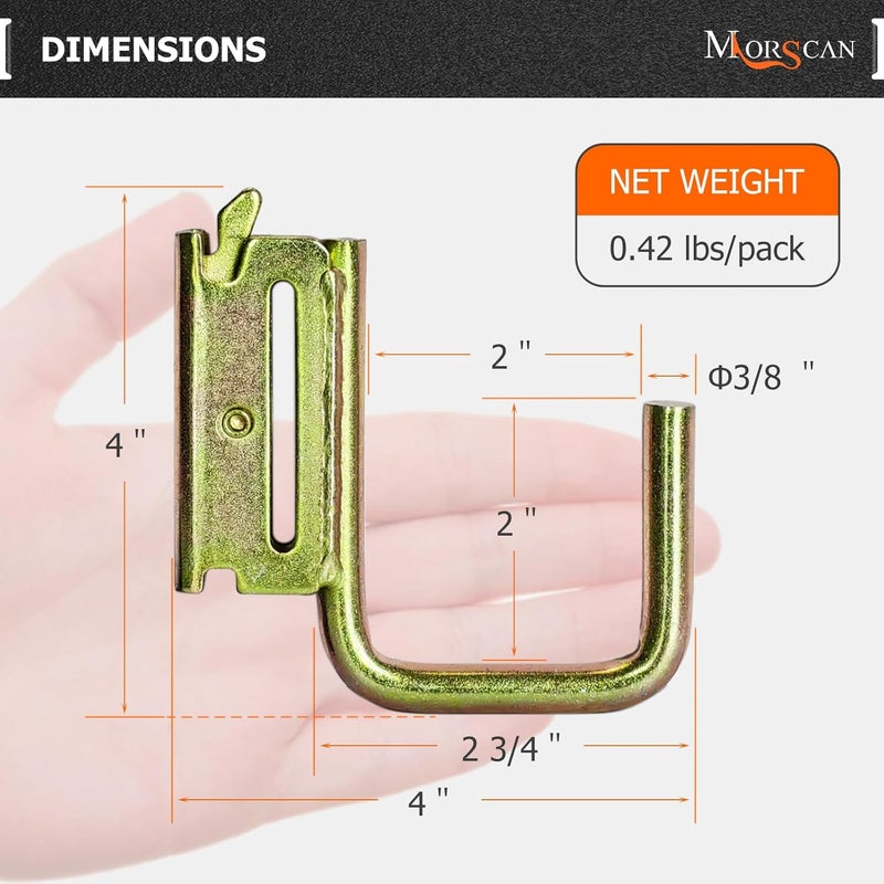 MorScan 10 Pack 2" E Track J Hooks Heavy Duty Galvanized Steel E-Track Tie Down Accessories for Box Truck, Enclosed Trailer, Garage, Vans, Warehouse, Workshop - Image 3